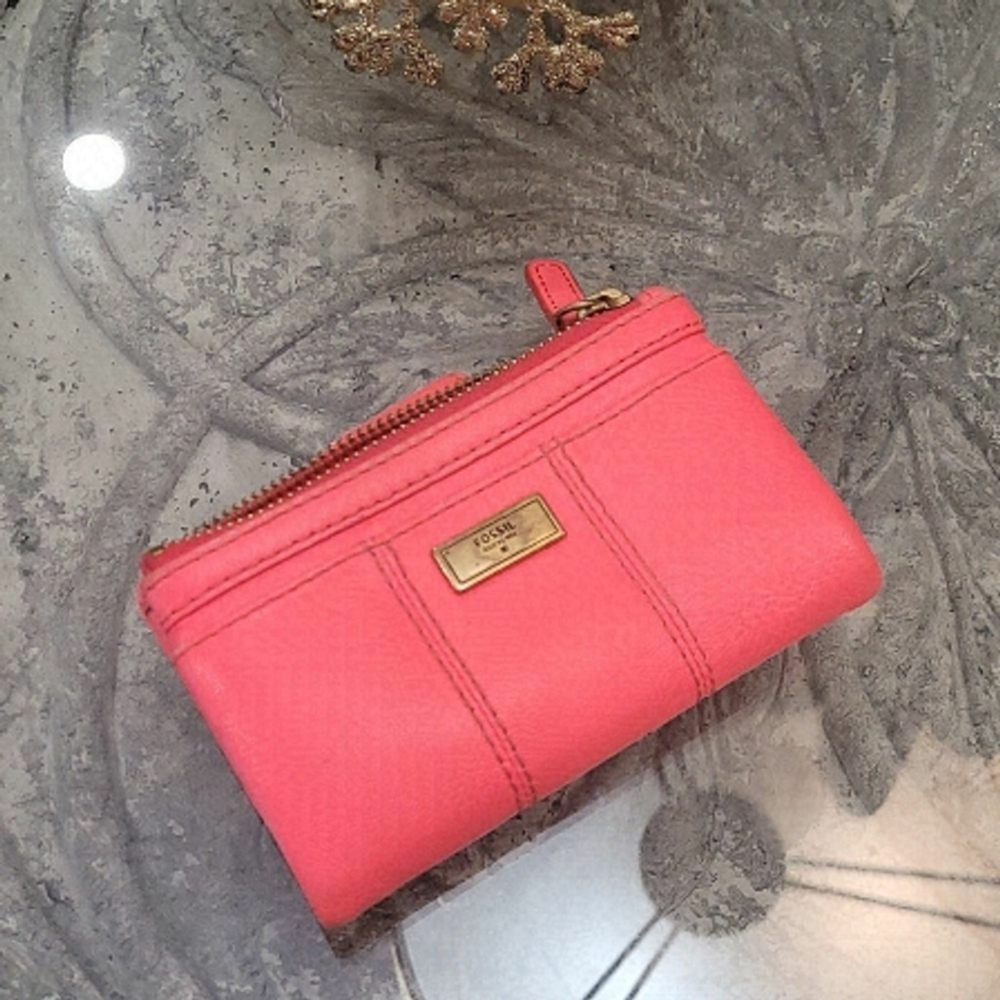 Fossil neon pink bifold wallet
